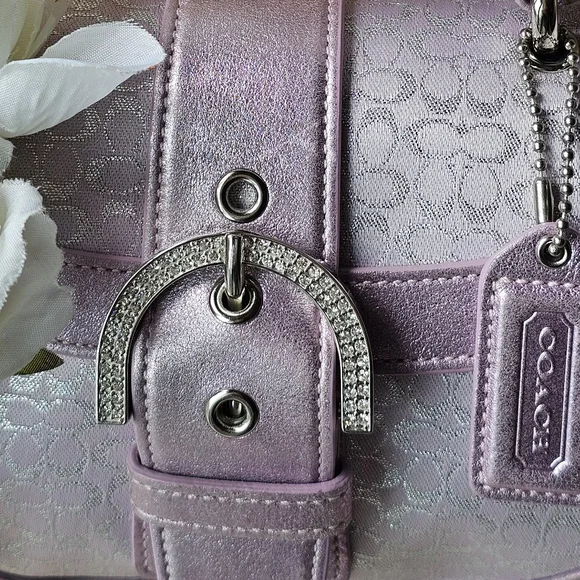 Sold- Vintage Coach Signature Lurex & Swarovski Crystal Top-Handle Bag / Purse - Picture 11 of 15